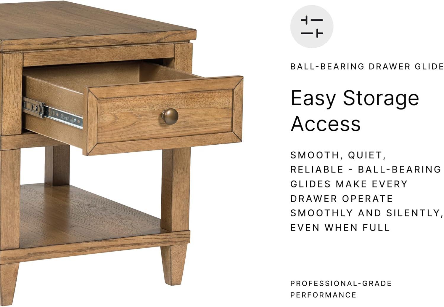 imageSignature Design by Ashley Wildenauer Casual Rectangular End Table with Lower Shelf and USB Charging Storage Drawer Wood 2413 High Light Brown amp BlackLight Brown