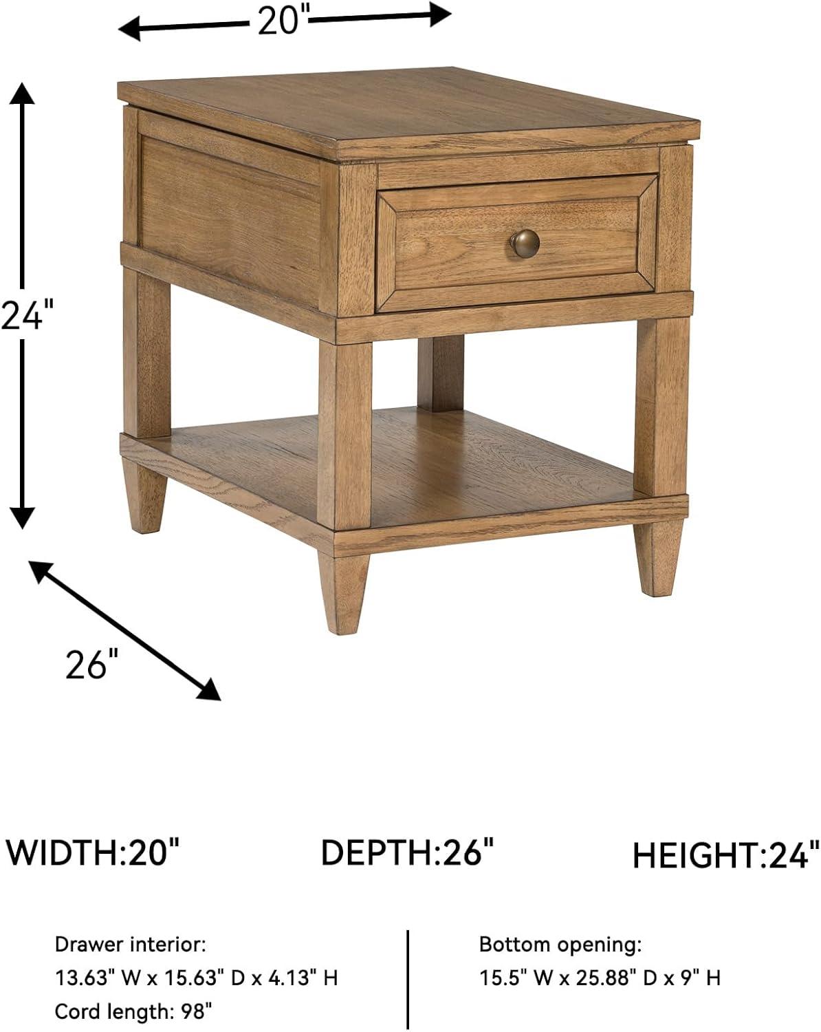 imageSignature Design by Ashley Wildenauer Casual Rectangular End Table with Lower Shelf and USB Charging Storage Drawer Wood 2413 High Light Brown amp BlackLight Brown