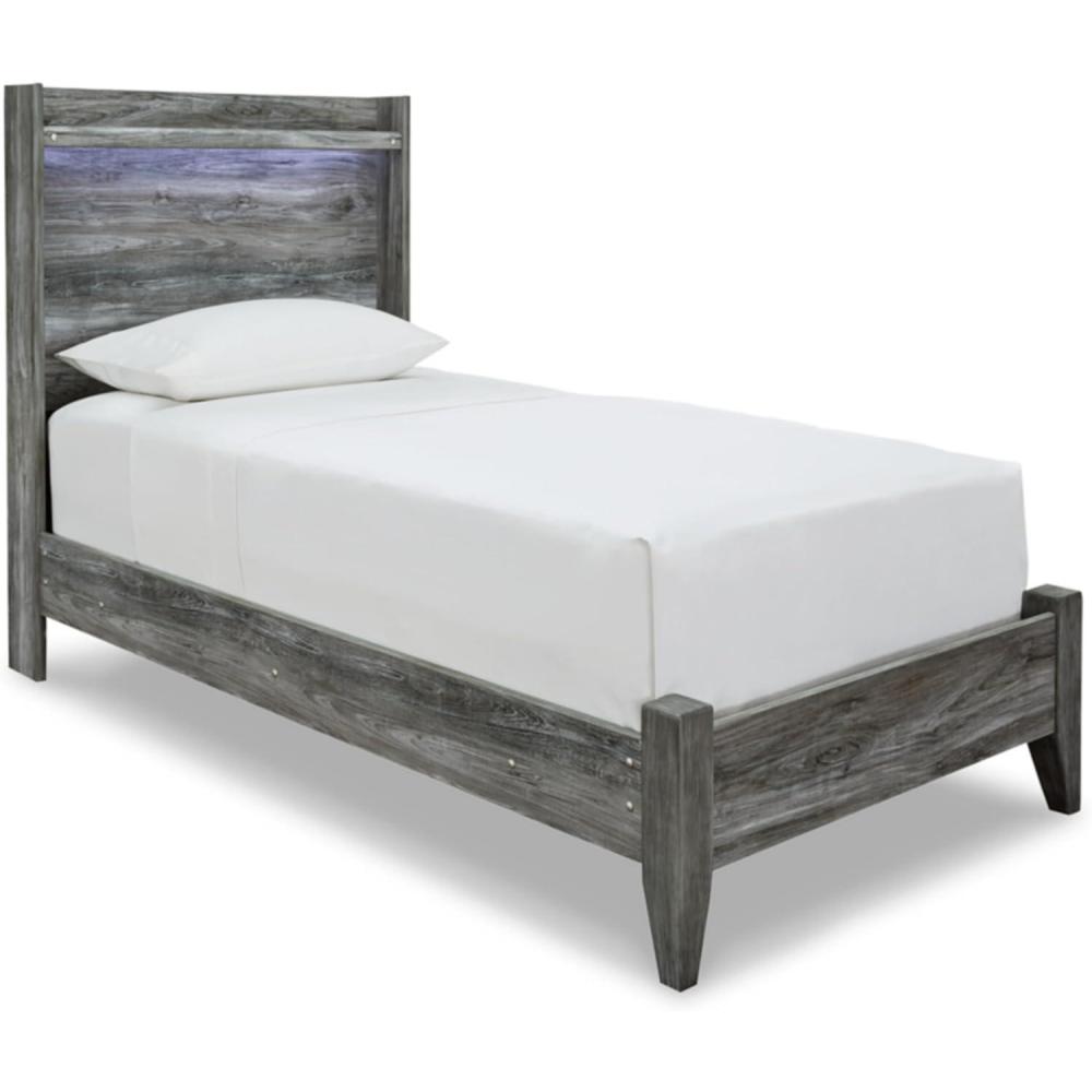 imageSignature Design by Ashley Baystorm Casual Twin Panel Bed with LED Lights Foundation or Box Spring Needed GrayGrey