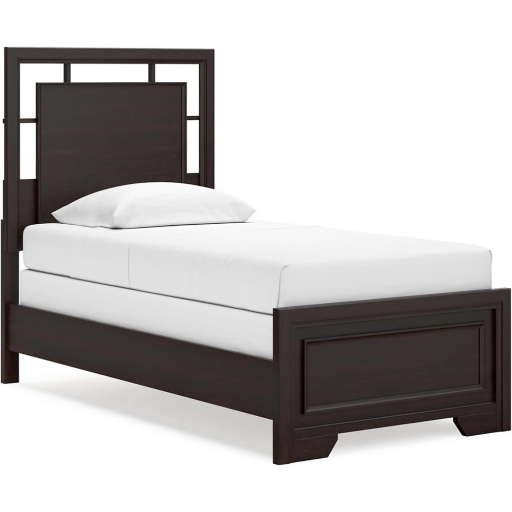 imageSignature Design by Ashley Covetown Traditional King Panel Bed Foundation or Box Spring Needed Dark BrownTwin Panel Bed
