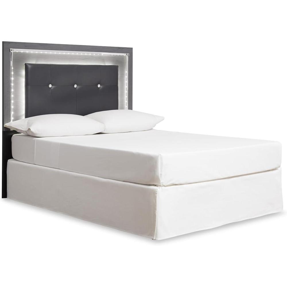 imageSignature Design by Ashley Lodanna Modern Glam Faux Leather Upholstered LED Panel Headboard ONLY Queen GrayGray