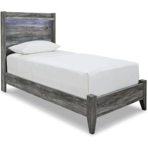 Signature Design by Ashley Baystorm Casual Twin Panel Bed with LED Lights, Foundation or Box Spring Needed, Gray(Grey)