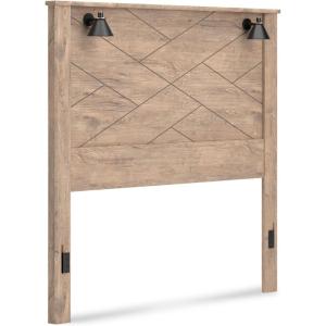 Signature Design by Ashley Gerridan Coastal Panel Headboard with Decorative Sconce Lights ONLY, King, White(Brown & Beige)