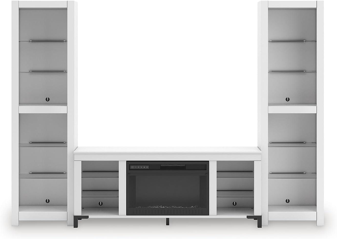 imageSignature Design by Ashley Brollevi Modern 3Piece Entertainment Center with Electric Fireplace for TVs up to 68 White