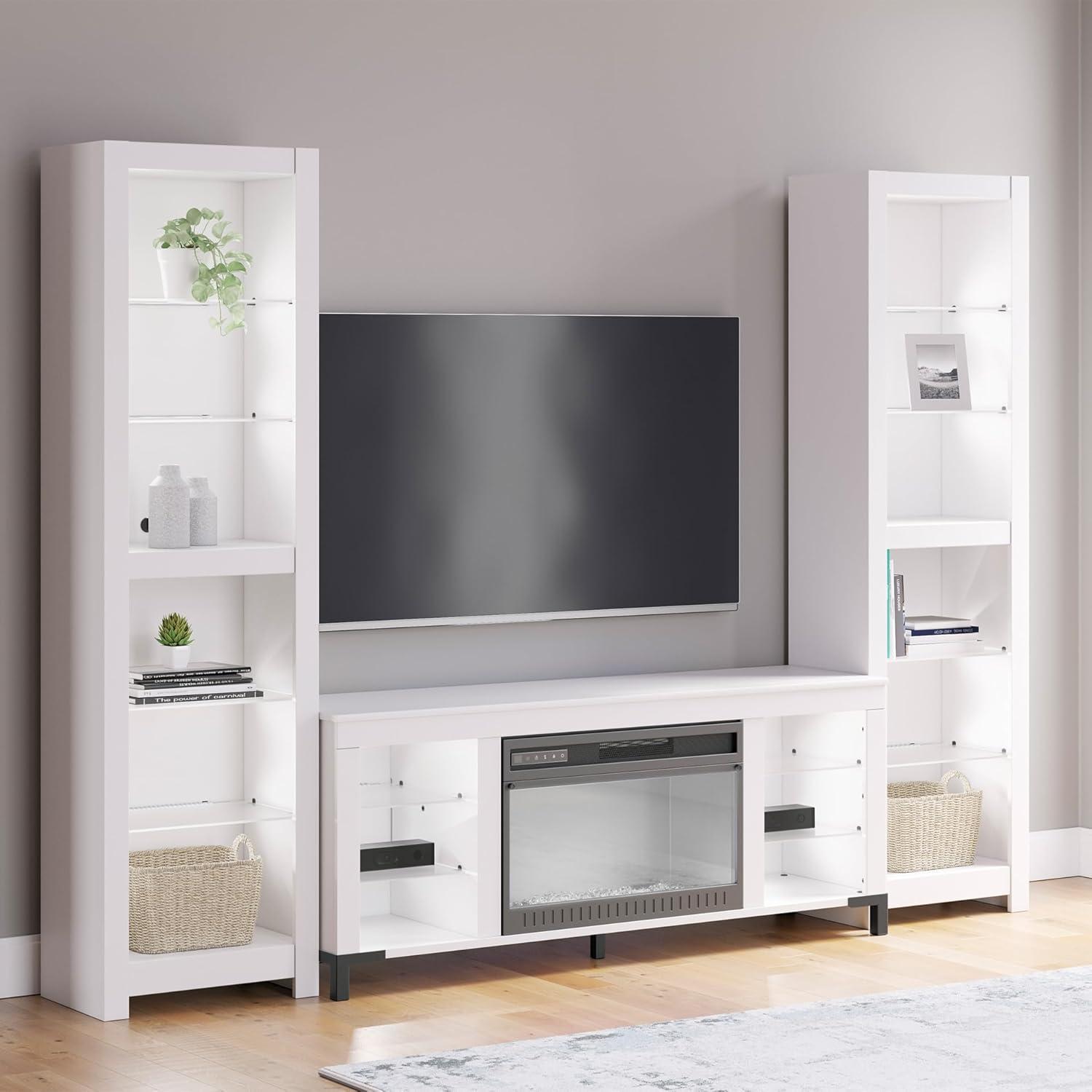 imageSignature Design by Ashley Brollevi Modern 3Piece Entertainment Center with Electric Fireplace for TVs up to 68 White