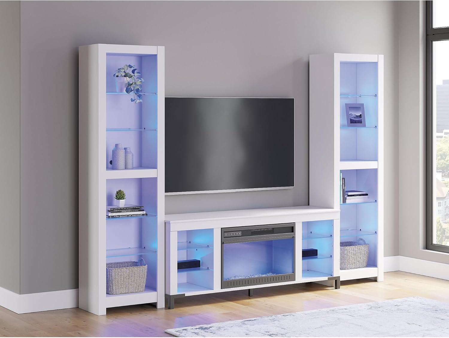 imageSignature Design by Ashley Brollevi Modern 3Piece Entertainment Center with Electric Fireplace for TVs up to 68 White