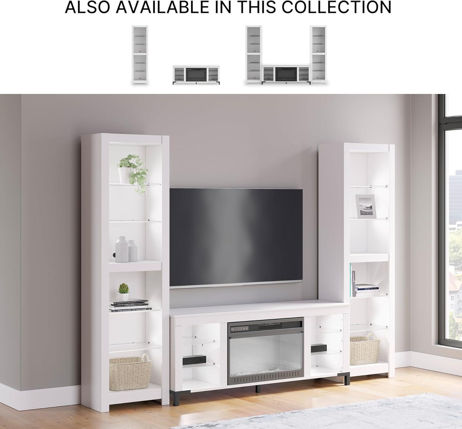imageSignature Design by Ashley Brollevi Modern 3Piece Entertainment Center with Electric Fireplace for TVs up to 68 White