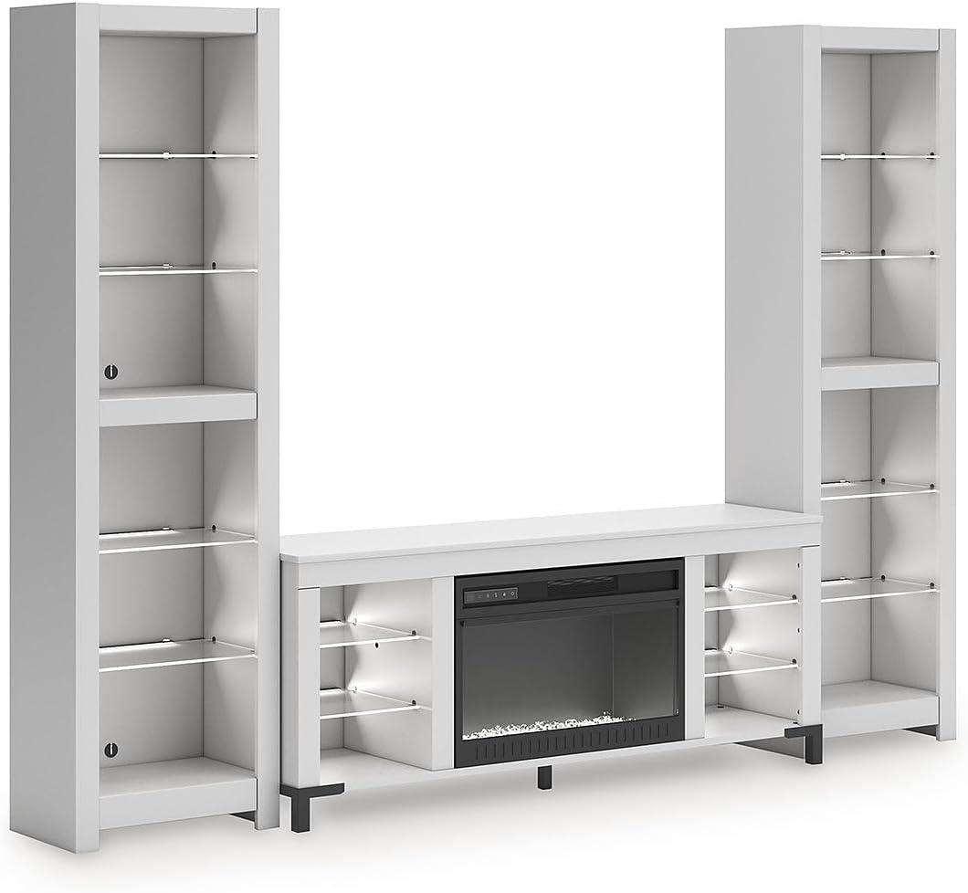 imageSignature Design by Ashley Brollevi Modern 3Piece Entertainment Center with Electric Fireplace for TVs up to 68 White