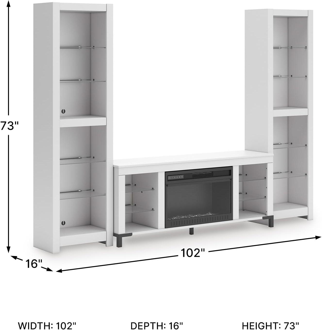 imageSignature Design by Ashley Brollevi Modern 3Piece Entertainment Center with Electric Fireplace for TVs up to 68 White
