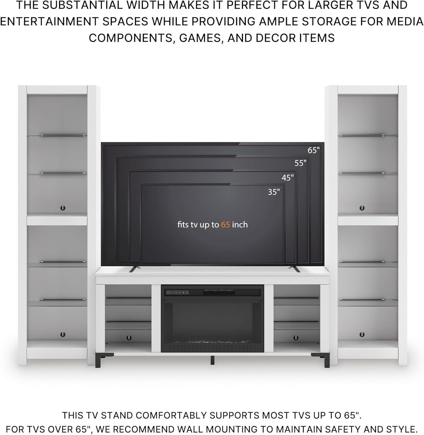 imageSignature Design by Ashley Brollevi Modern 3Piece Entertainment Center with Electric Fireplace for TVs up to 68 White
