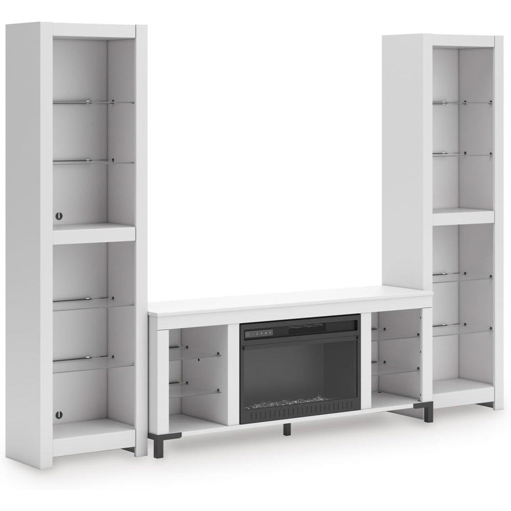 imageSignature Design by Ashley Brollevi Modern 3Piece Entertainment Center with Electric Fireplace for TVs up to 68 White