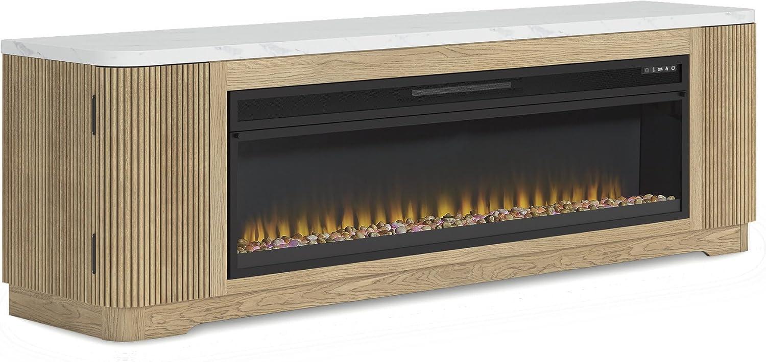 imageSignature Design by Ashley Camdill Modern 80 TV Stand with Electric Fireplace for TVs up to 91 Light BrownWhite80 TV Stand with Electric Fireplace