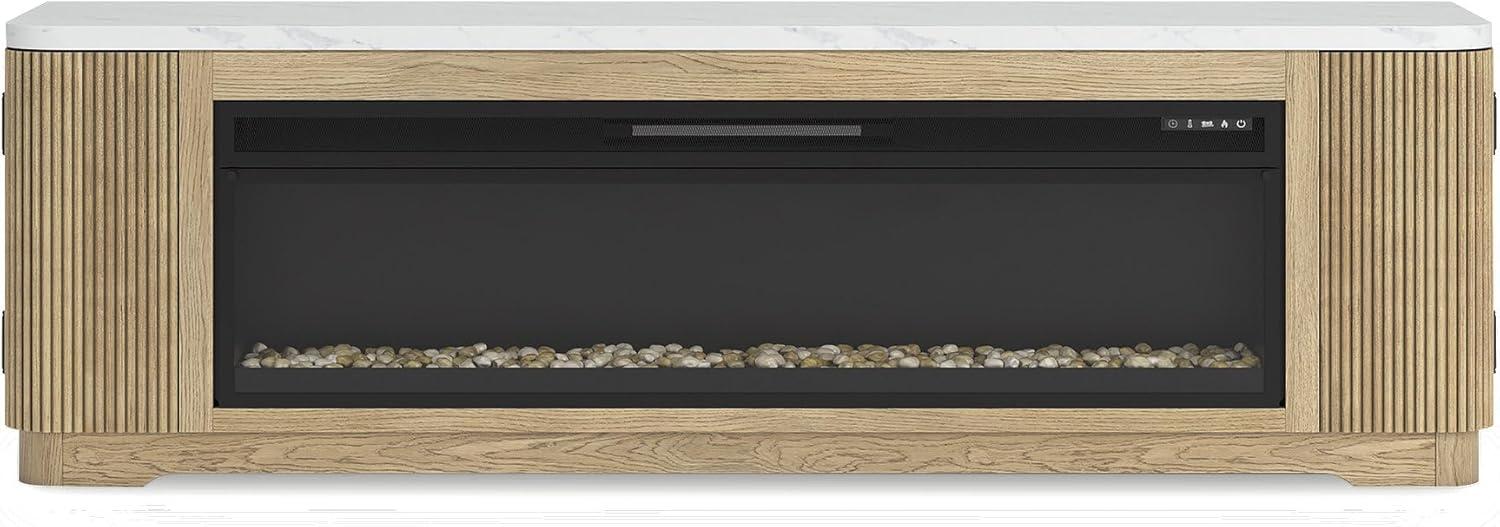 imageSignature Design by Ashley Camdill Modern 80 TV Stand with Electric Fireplace for TVs up to 91 Light BrownWhite80 TV Stand with Electric Fireplace