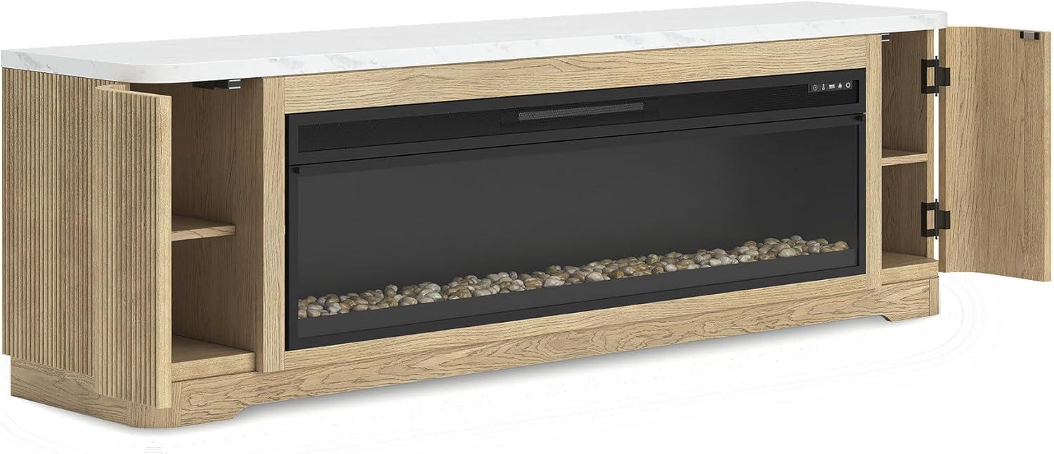 imageSignature Design by Ashley Camdill Modern 80 TV Stand with Electric Fireplace for TVs up to 91 Light BrownWhite80 TV Stand with Electric Fireplace