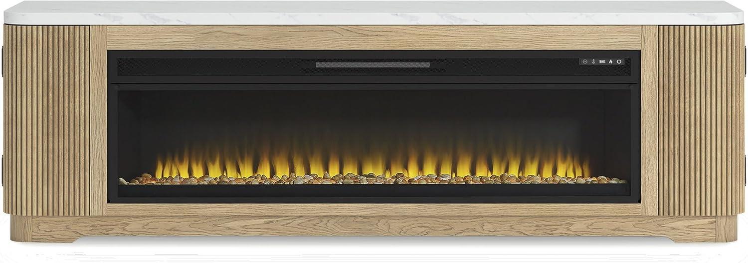 imageSignature Design by Ashley Camdill Modern 80 TV Stand with Electric Fireplace for TVs up to 91 Light BrownWhite80 TV Stand with Electric Fireplace