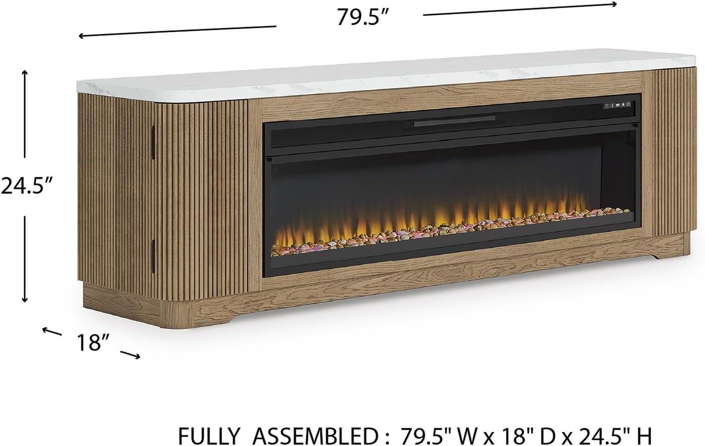 imageSignature Design by Ashley Camdill Modern 80 TV Stand with Electric Fireplace for TVs up to 91 Light BrownWhite80 TV Stand with Electric Fireplace