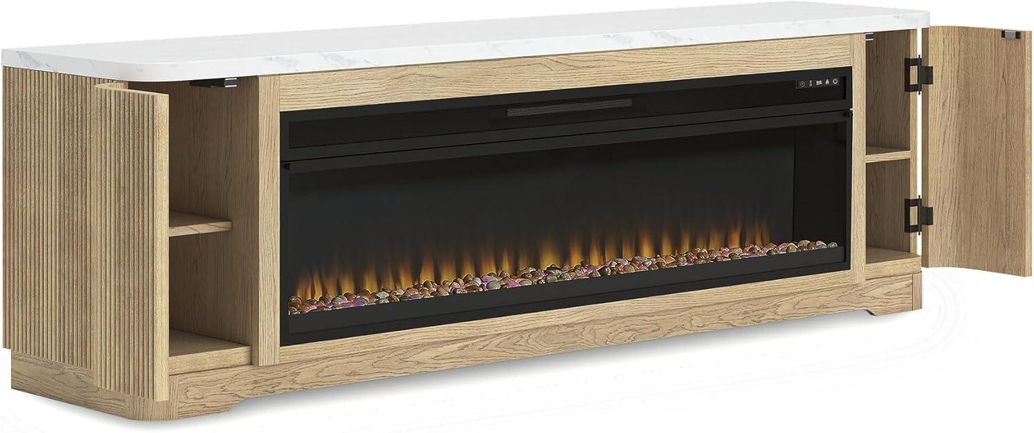 imageSignature Design by Ashley Camdill Modern 80 TV Stand with Electric Fireplace for TVs up to 91 Light BrownWhite80 TV Stand with Electric Fireplace