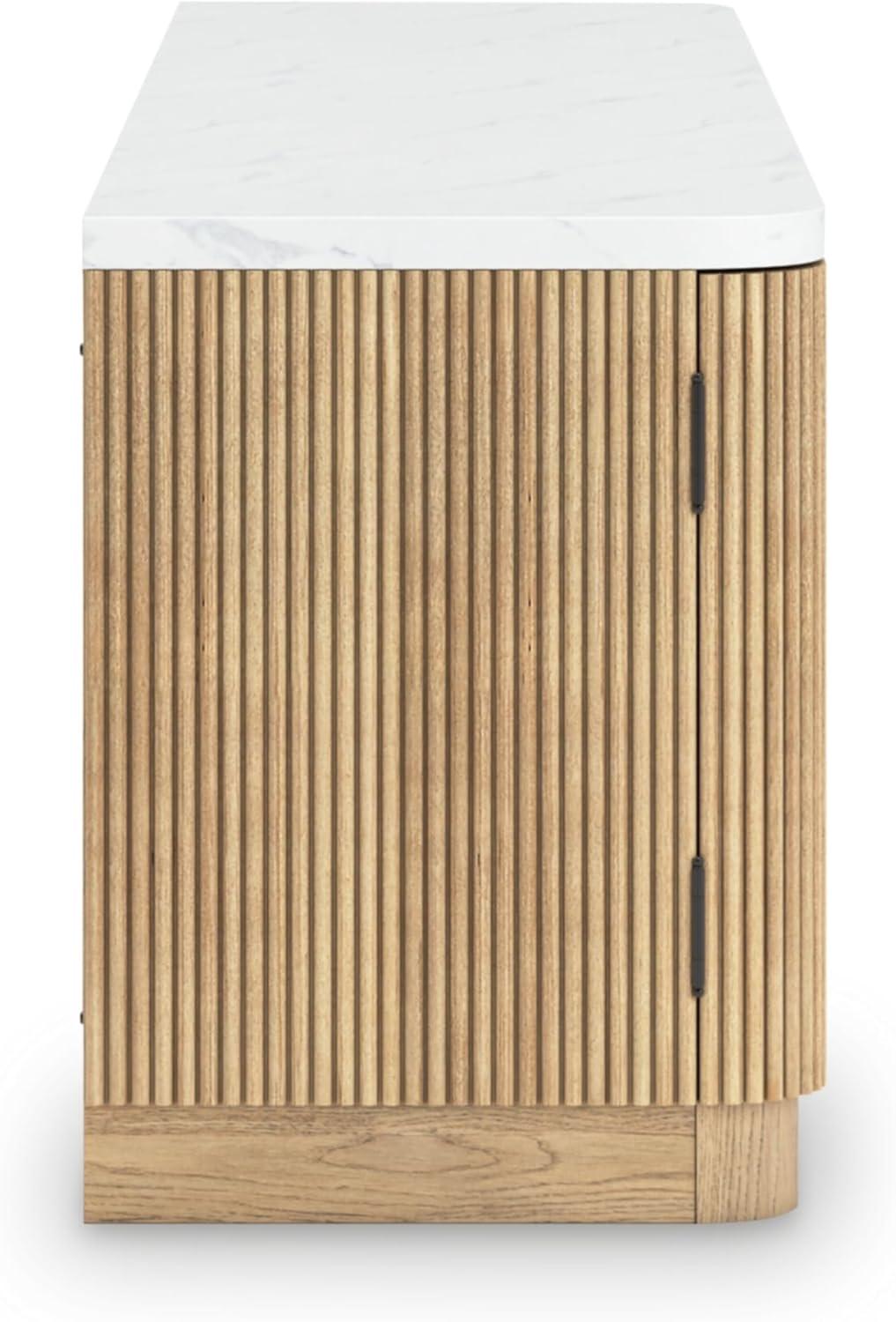 imageSignature Design by Ashley Camdill Modern 80 TV Stand with Electric Fireplace for TVs up to 91 Light BrownWhiteTV Stand