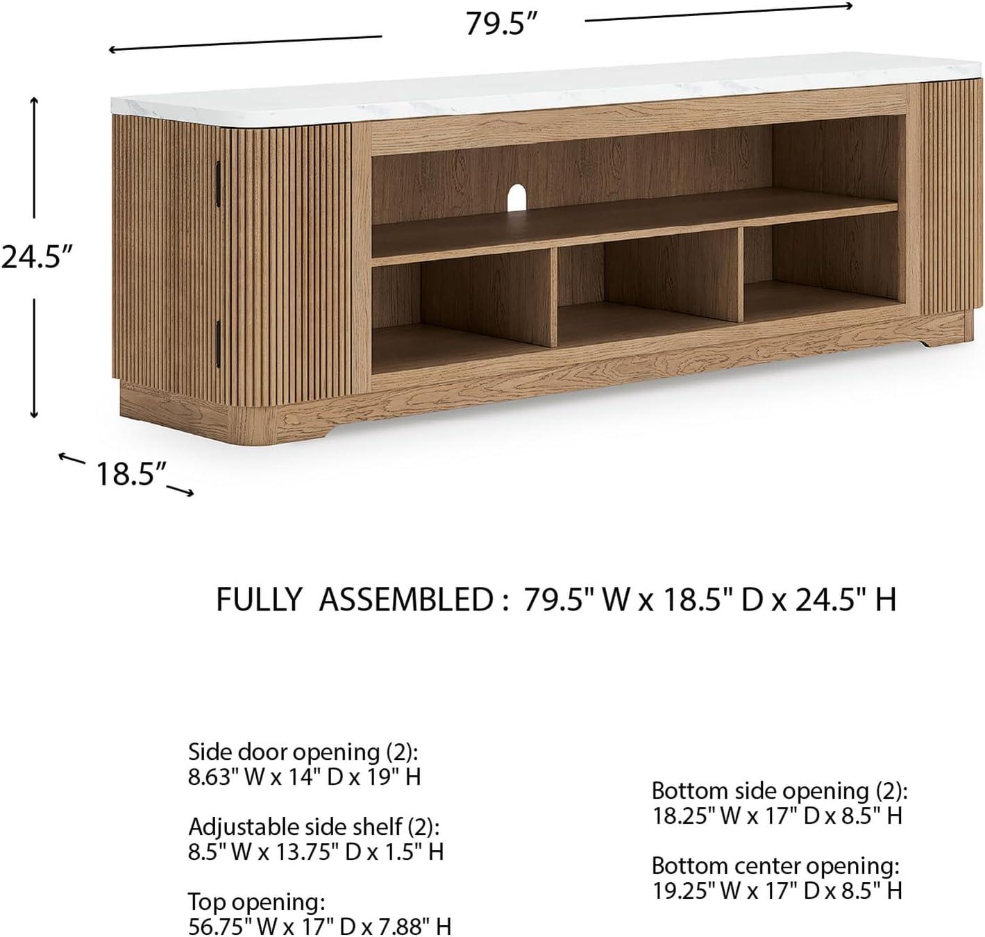 imageSignature Design by Ashley Camdill Modern 80 TV Stand with Electric Fireplace for TVs up to 91 Light BrownWhiteTV Stand