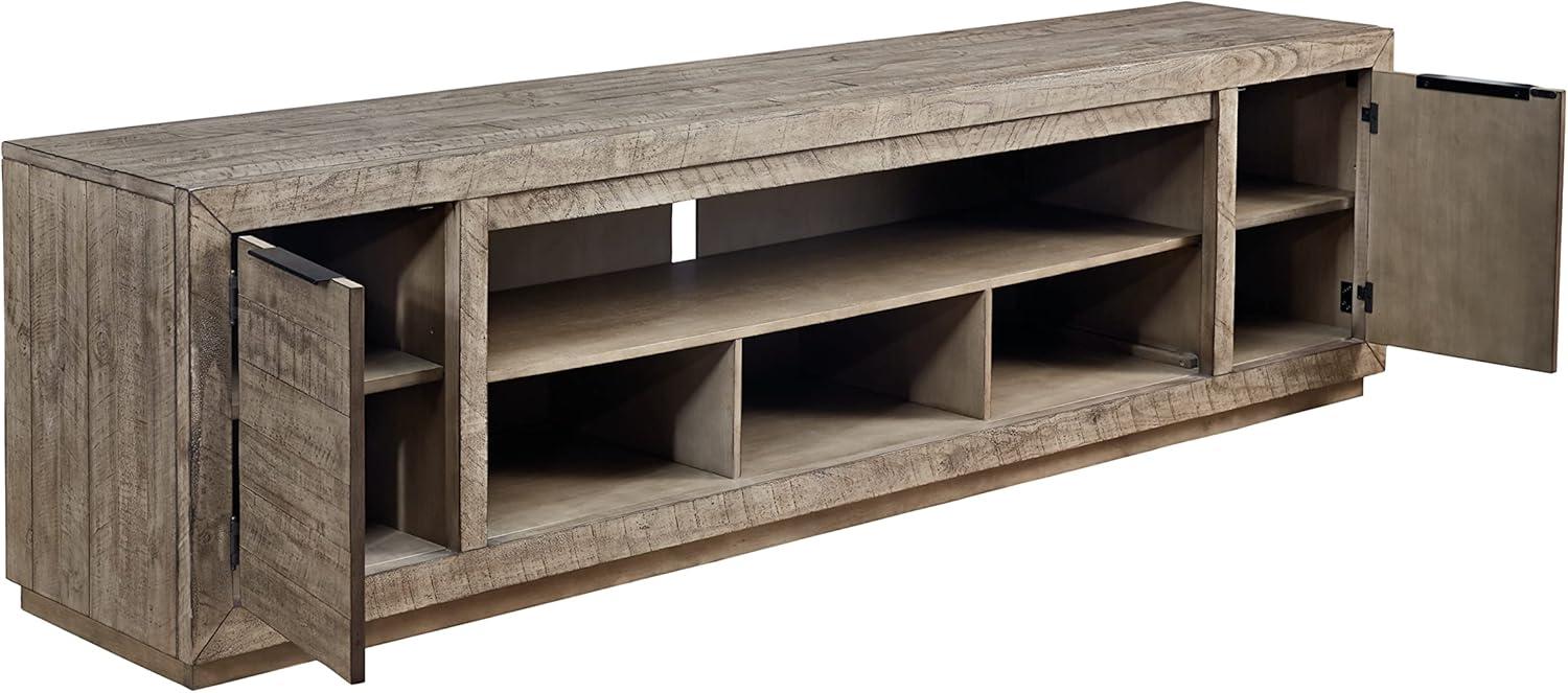 imageSignature Design by Ashley Krystanza Rustic 92 TV Stand with Electric Fireplace for TVs up to 105 GrayBrown