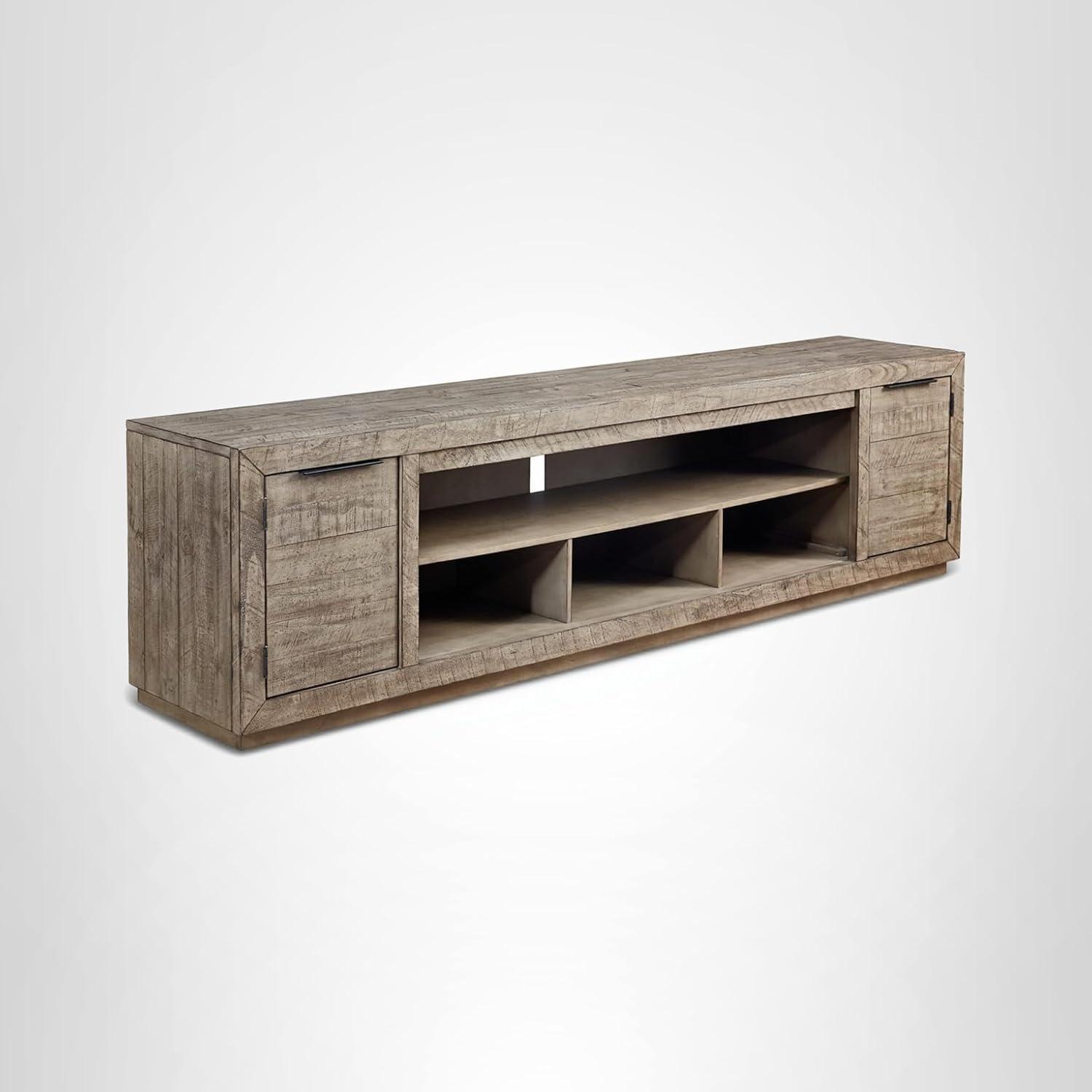 imageSignature Design by Ashley Krystanza Rustic 92 TV Stand with Electric Fireplace for TVs up to 105 GrayBrown