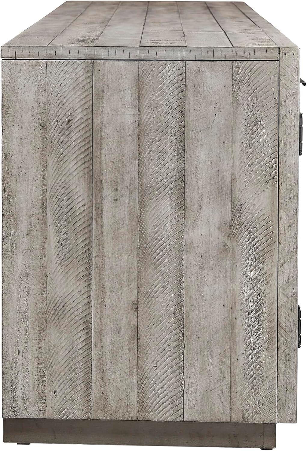 imageSignature Design by Ashley Krystanza Rustic 92 TV Stand with Electric Fireplace for TVs up to 105 GrayGrey