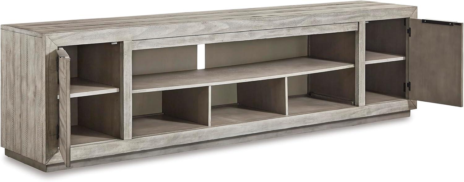 imageSignature Design by Ashley Krystanza Rustic 92 TV Stand with Electric Fireplace for TVs up to 105 GrayGrey