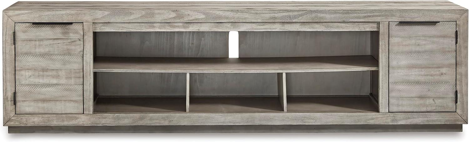 imageSignature Design by Ashley Krystanza Rustic 92 TV Stand with Electric Fireplace for TVs up to 105 GrayGrey