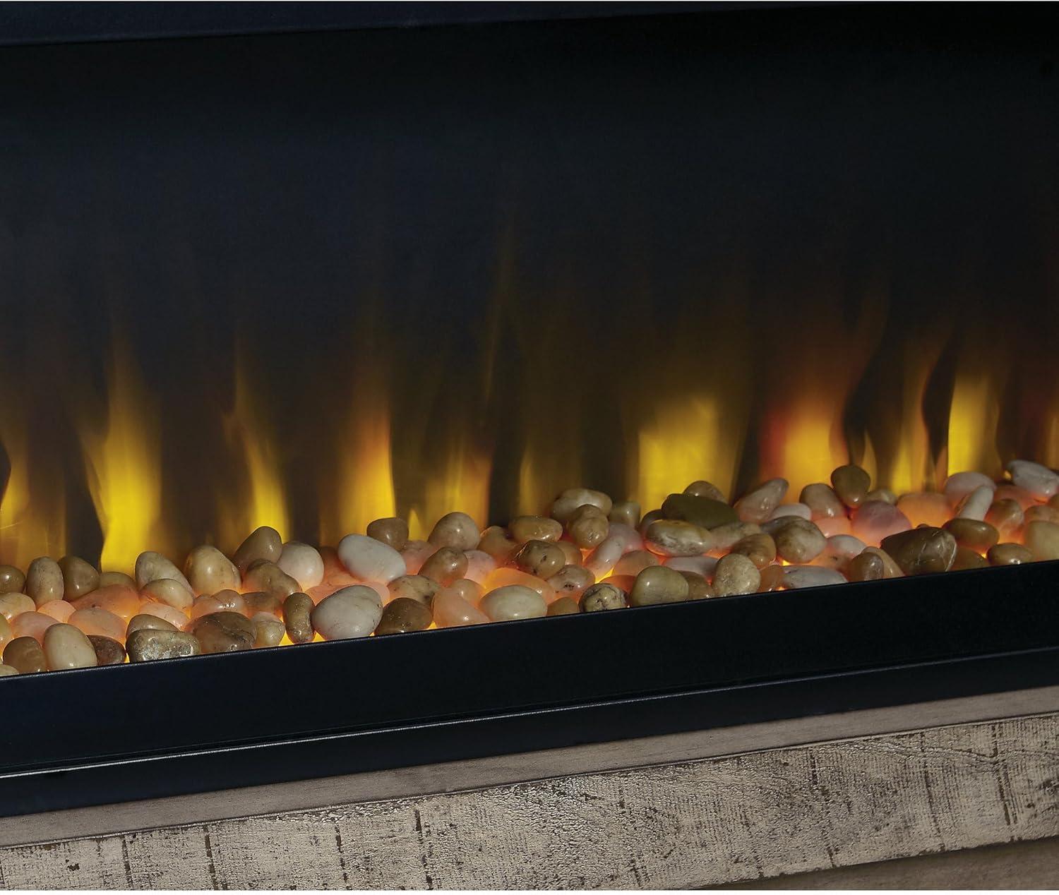 imageSignature Design by Ashley Krystanza Rustic 92 TV Stand with Electric Fireplace for TVs up to 105 GrayGrey