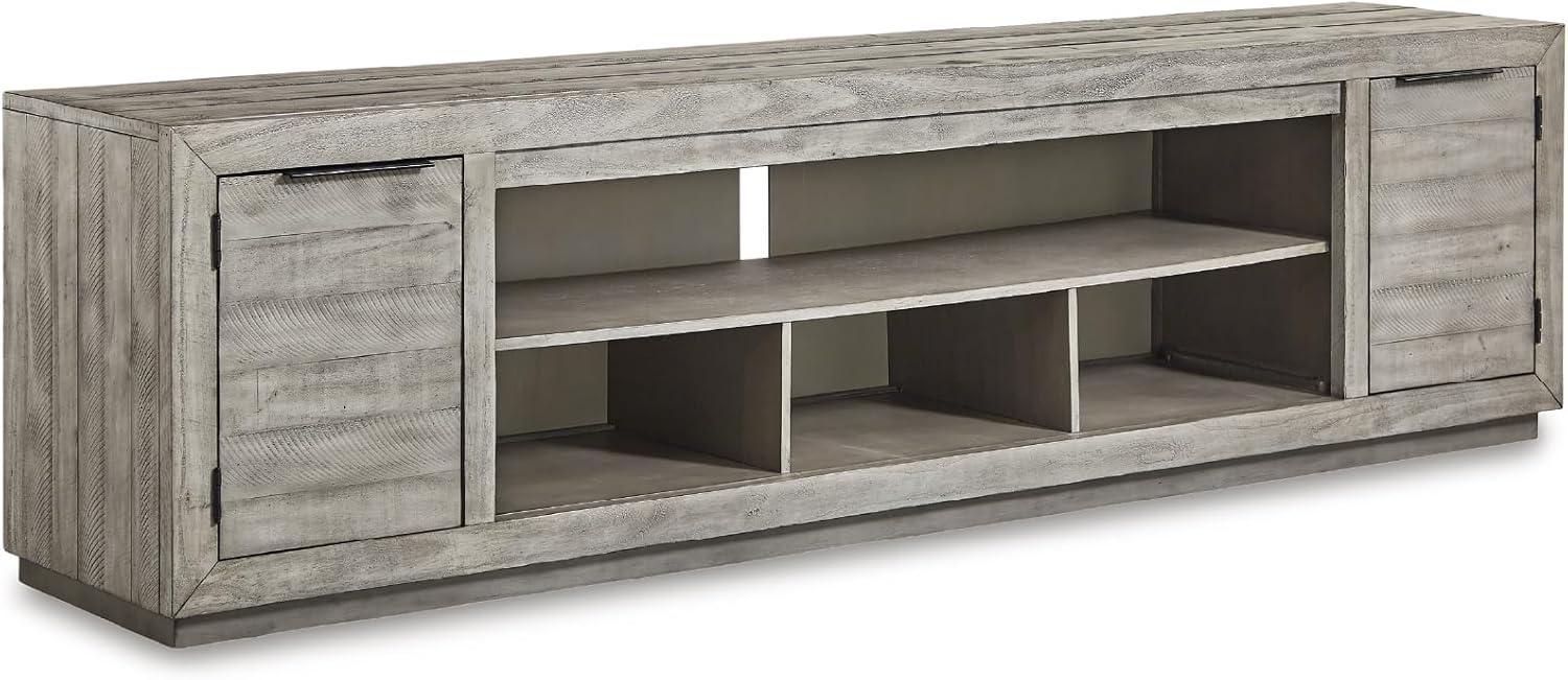 imageSignature Design by Ashley Krystanza Rustic 92 TV Stand with Electric Fireplace for TVs up to 105 GrayGrey