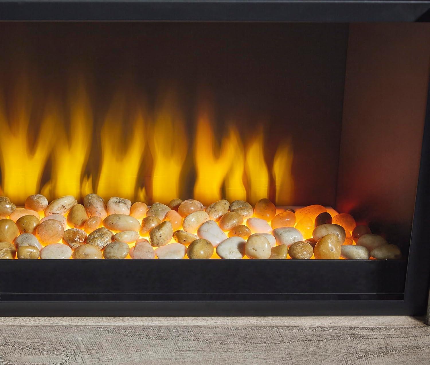 imageSignature Design by Ashley Krystanza Rustic 92 TV Stand with Electric Fireplace for TVs up to 105 GrayGrey