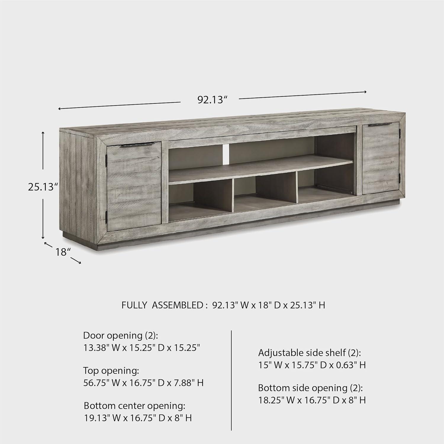 imageSignature Design by Ashley Krystanza Rustic 92 TV Stand with Electric Fireplace for TVs up to 105 GrayGrey