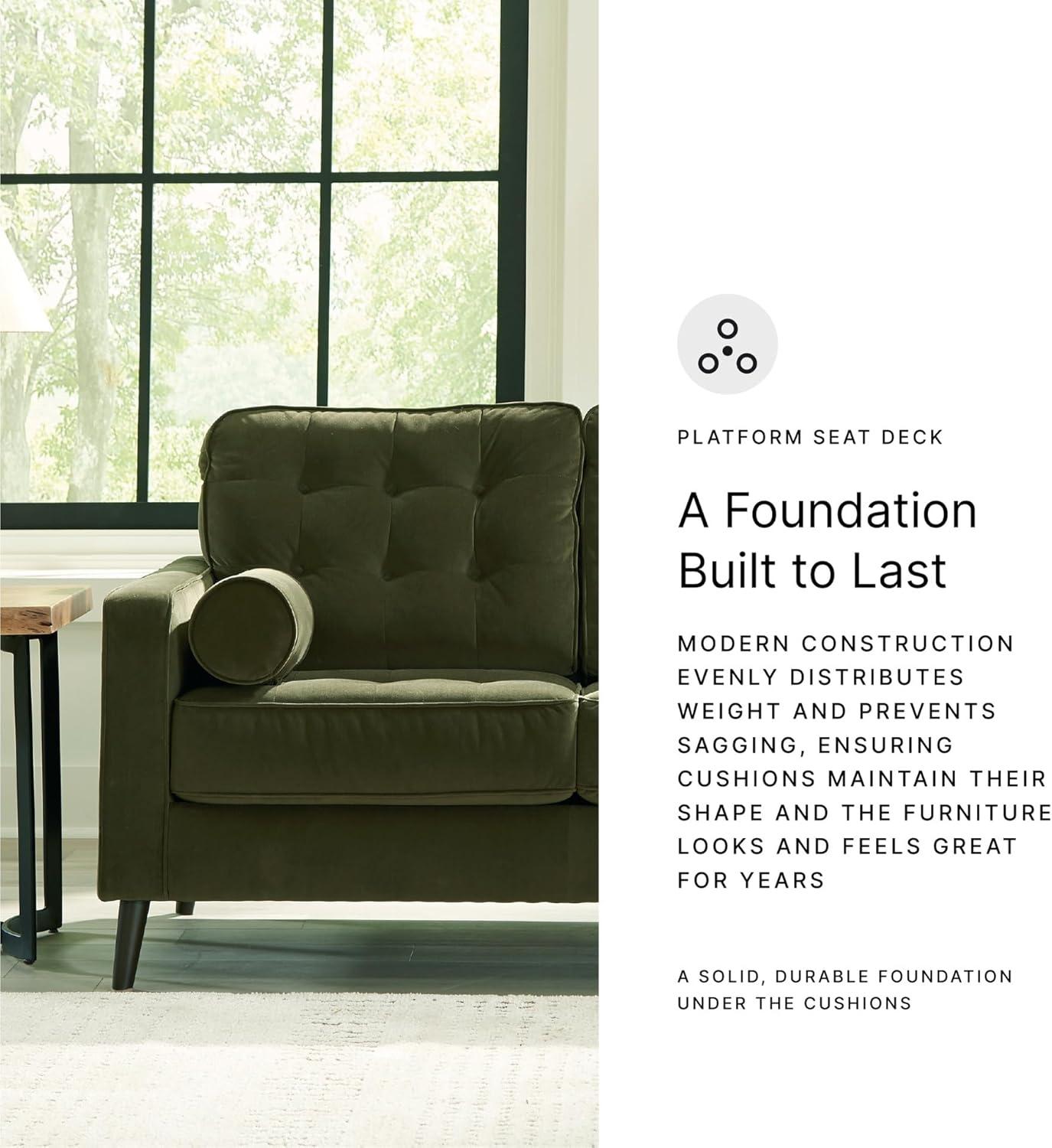 imageSignature Design by Ashley Reveon Lakes Contemporary Loveseat with Tufted Cushion and Removable Cushion Green