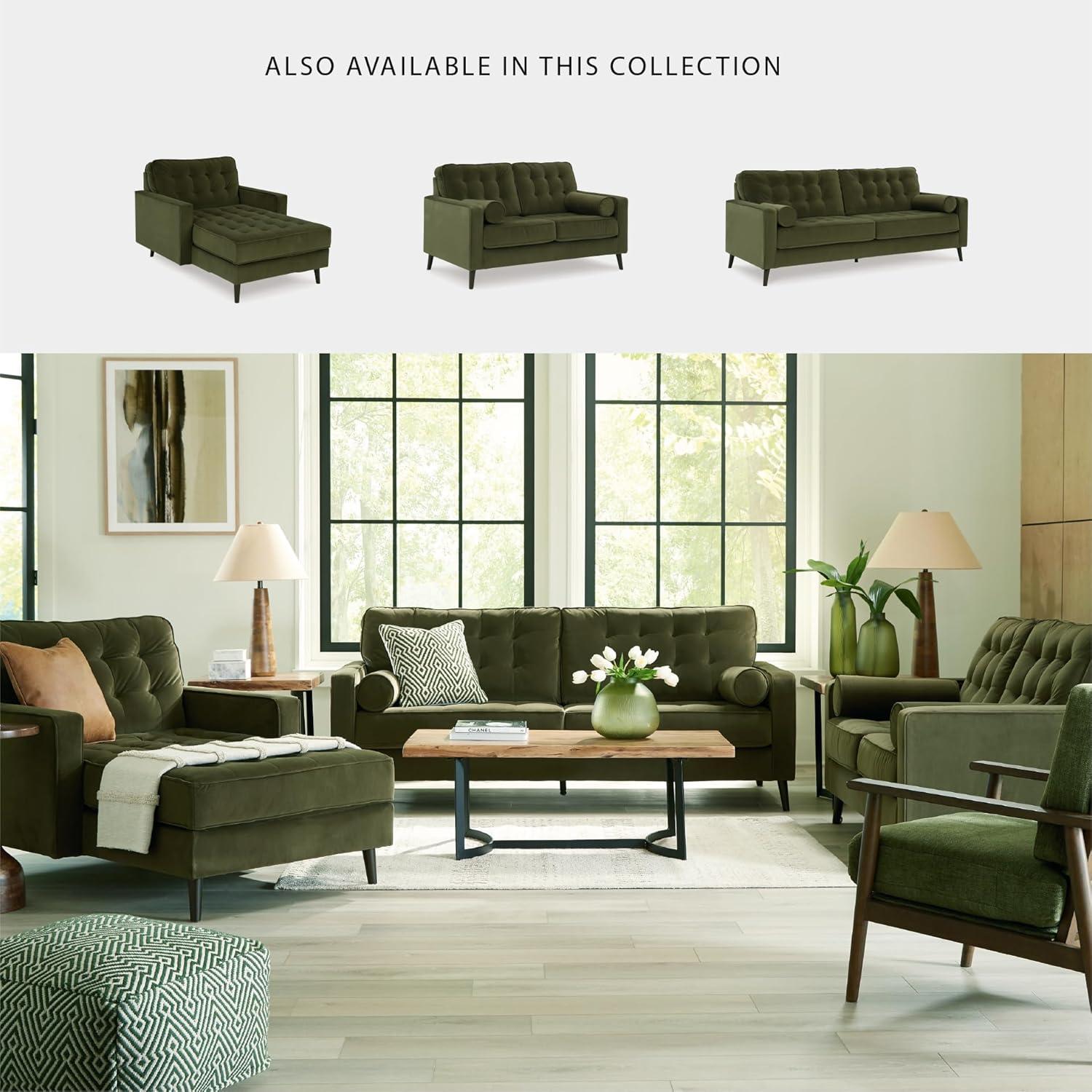 imageSignature Design by Ashley Reveon Lakes Contemporary Loveseat with Tufted Cushion and Removable Cushion Green