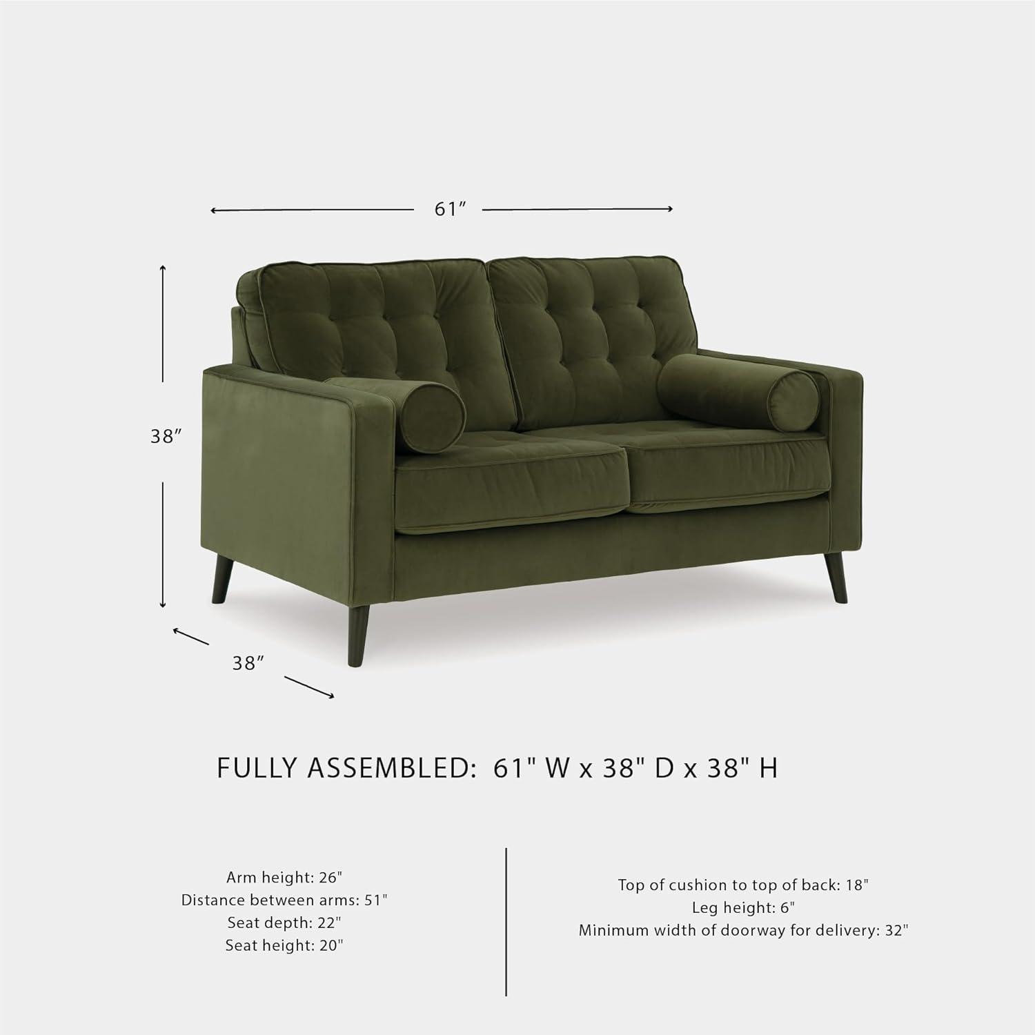 imageSignature Design by Ashley Reveon Lakes Contemporary Loveseat with Tufted Cushion and Removable Cushion Green