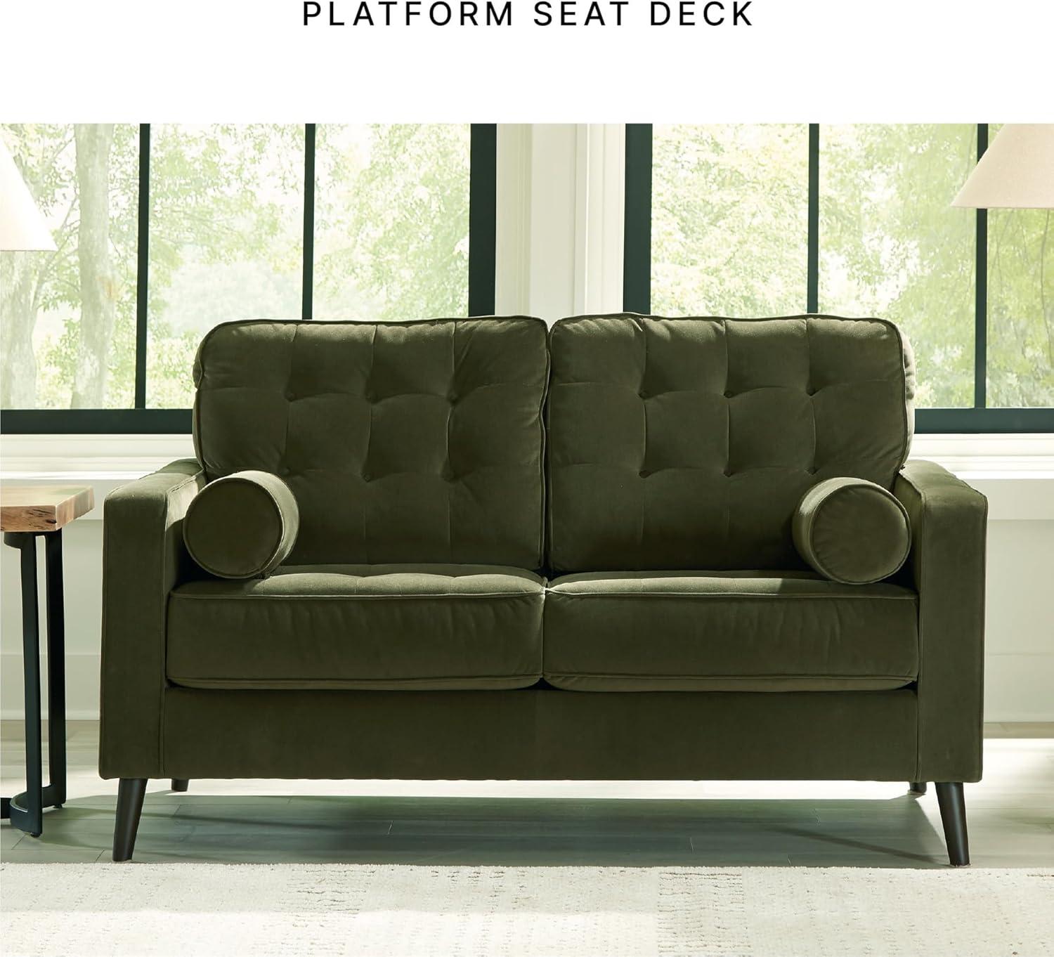 imageSignature Design by Ashley Reveon Lakes Contemporary Loveseat with Tufted Cushion and Removable Cushion Green