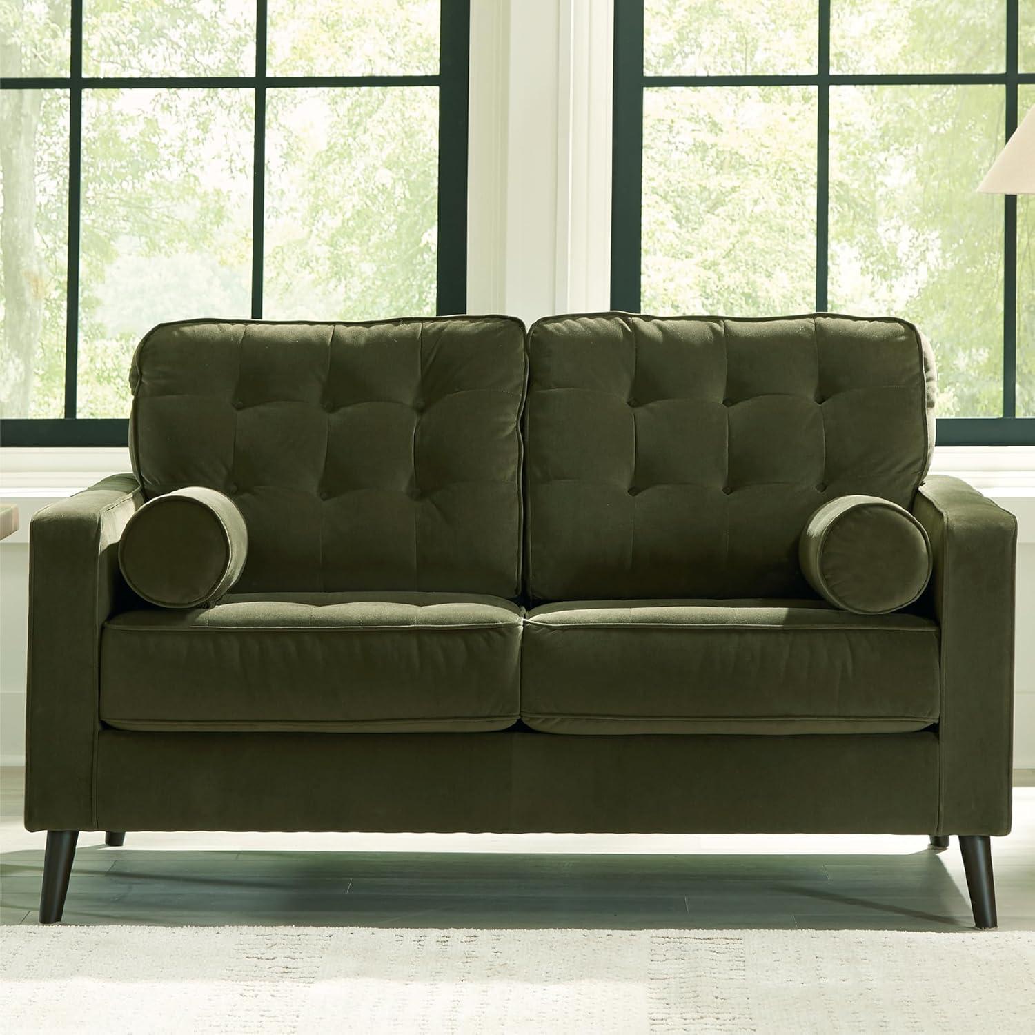 imageSignature Design by Ashley Reveon Lakes Contemporary Loveseat with Tufted Cushion and Removable Cushion Green