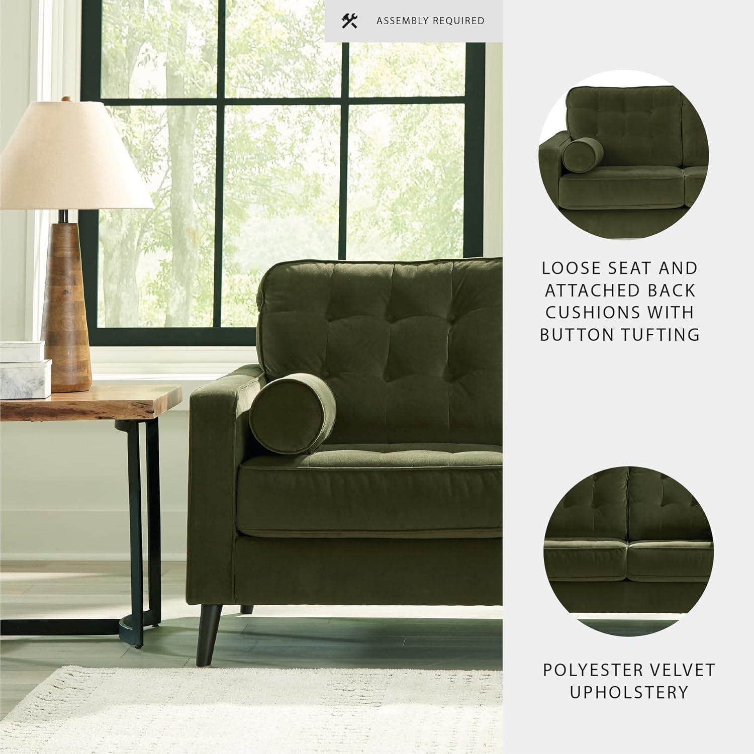 imageSignature Design by Ashley Reveon Lakes Contemporary Loveseat with Tufted Cushion and Removable Cushion Green