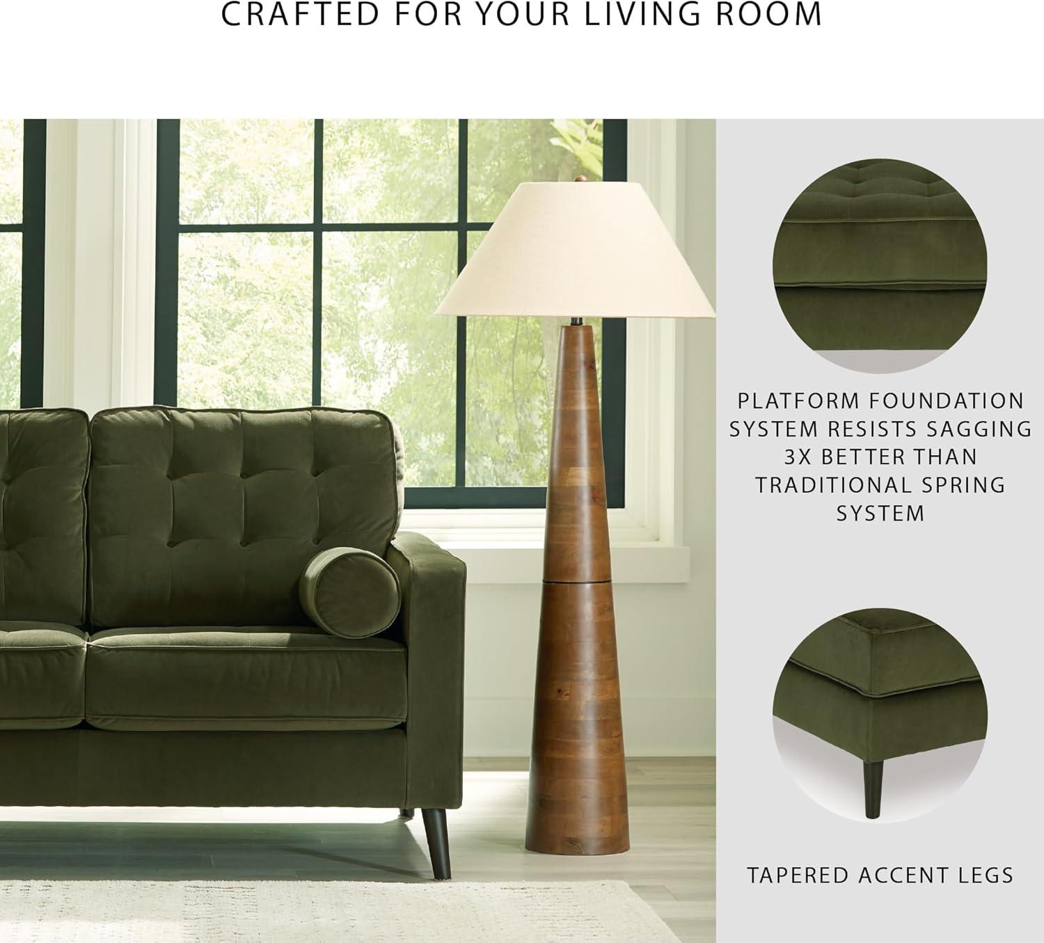 imageSignature Design by Ashley Reveon Lakes Contemporary Loveseat with Tufted Cushion and Removable Cushion Green