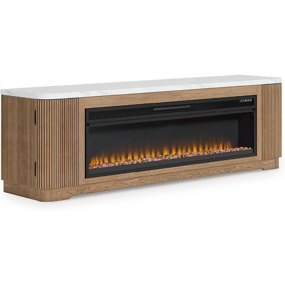 imageSignature Design by Ashley Camdill Modern 80 TV Stand with Electric Fireplace for TVs up to 91 Light BrownWhite80 TV Stand with Electric Fireplace