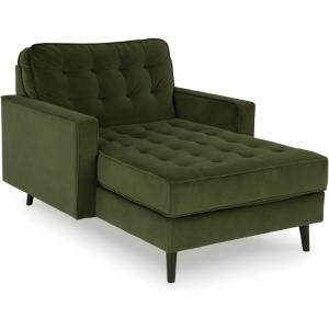 Signature Design by Ashley Reveon Lakes Contemporary Tufted Chaise with Arm Rest and Cushion, Dark Green
