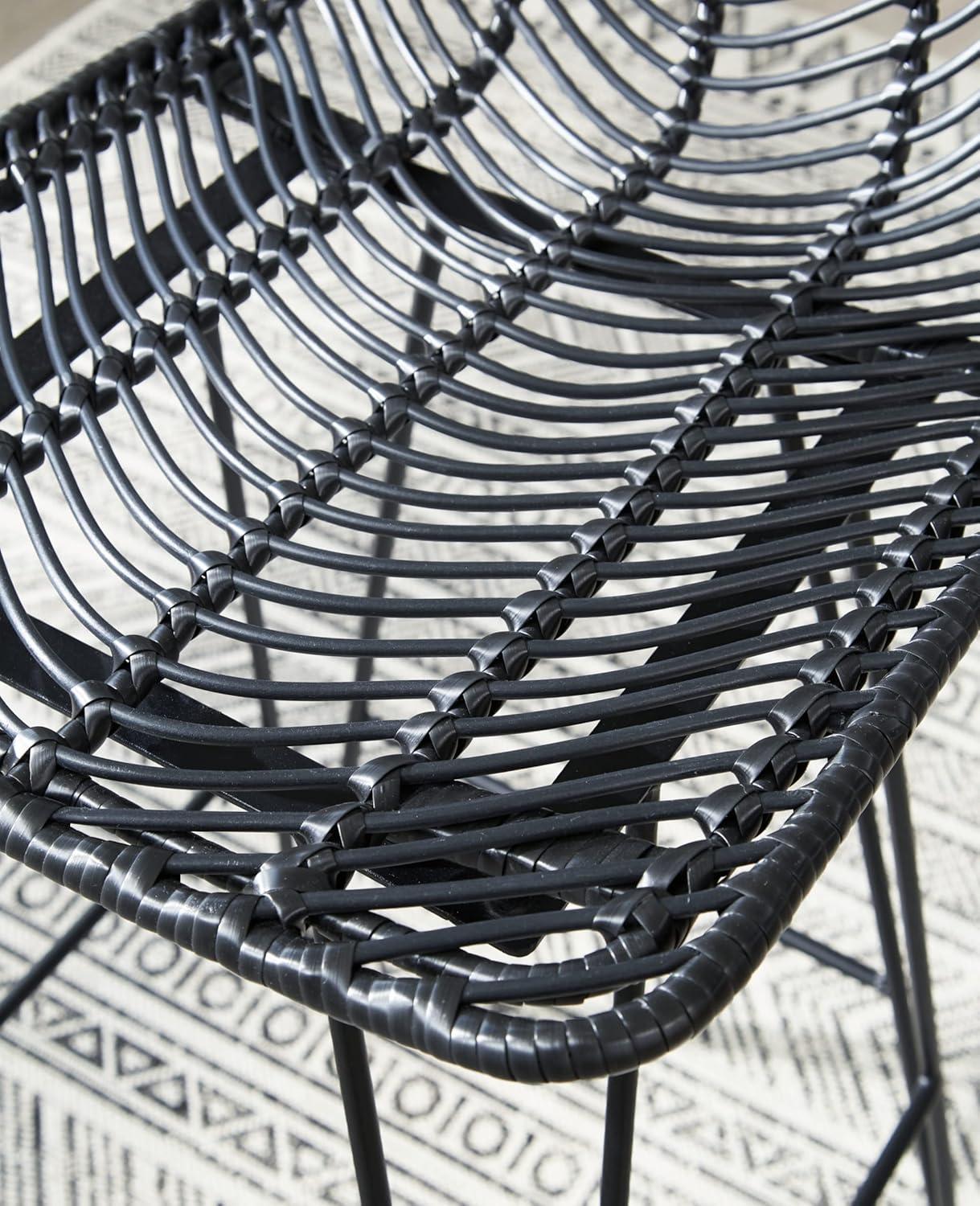 imageSignature Design by Ashley Angentree Bohemian 29 Bar Height Upholstered Barstool BlackBlack