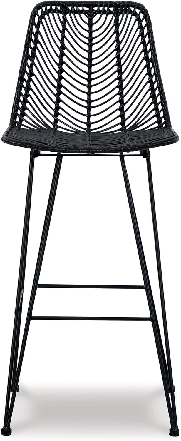 imageSignature Design by Ashley Angentree Bohemian 29 Bar Height Upholstered Barstool BlackBlack