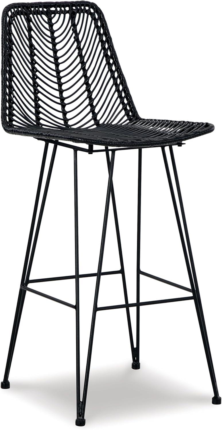 imageSignature Design by Ashley Angentree Bohemian 29 Bar Height Upholstered Barstool BlackBlack