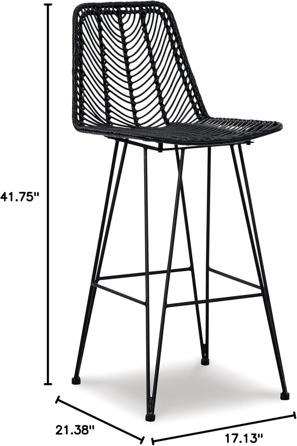 imageSignature Design by Ashley Angentree Bohemian 29 Bar Height Upholstered Barstool BlackBlack