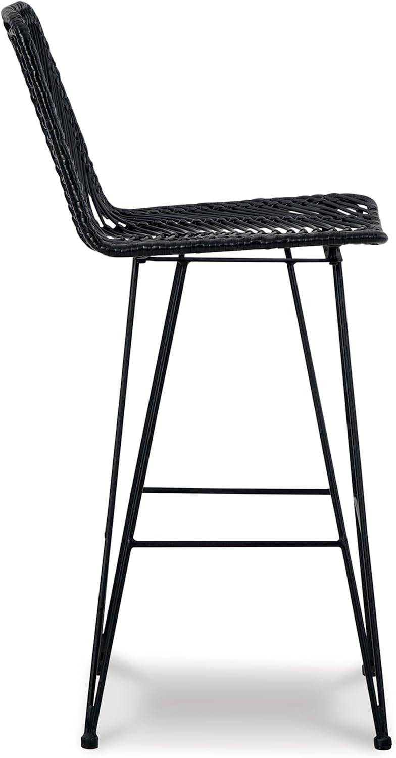 imageSignature Design by Ashley Angentree Bohemian 29 Bar Height Upholstered Barstool BlackBlack
