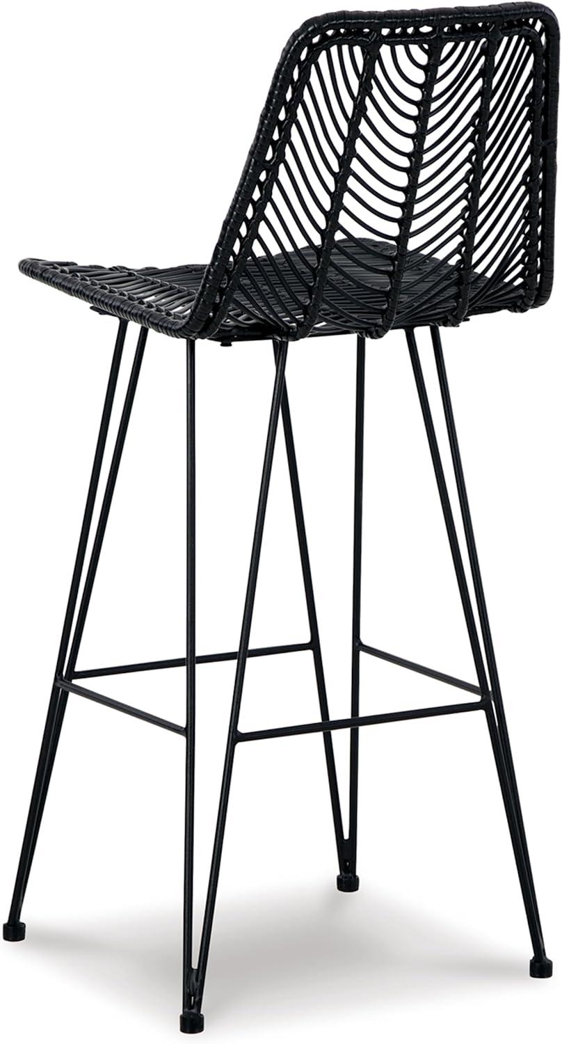 imageSignature Design by Ashley Angentree Bohemian 29 Bar Height Upholstered Barstool BlackBlack