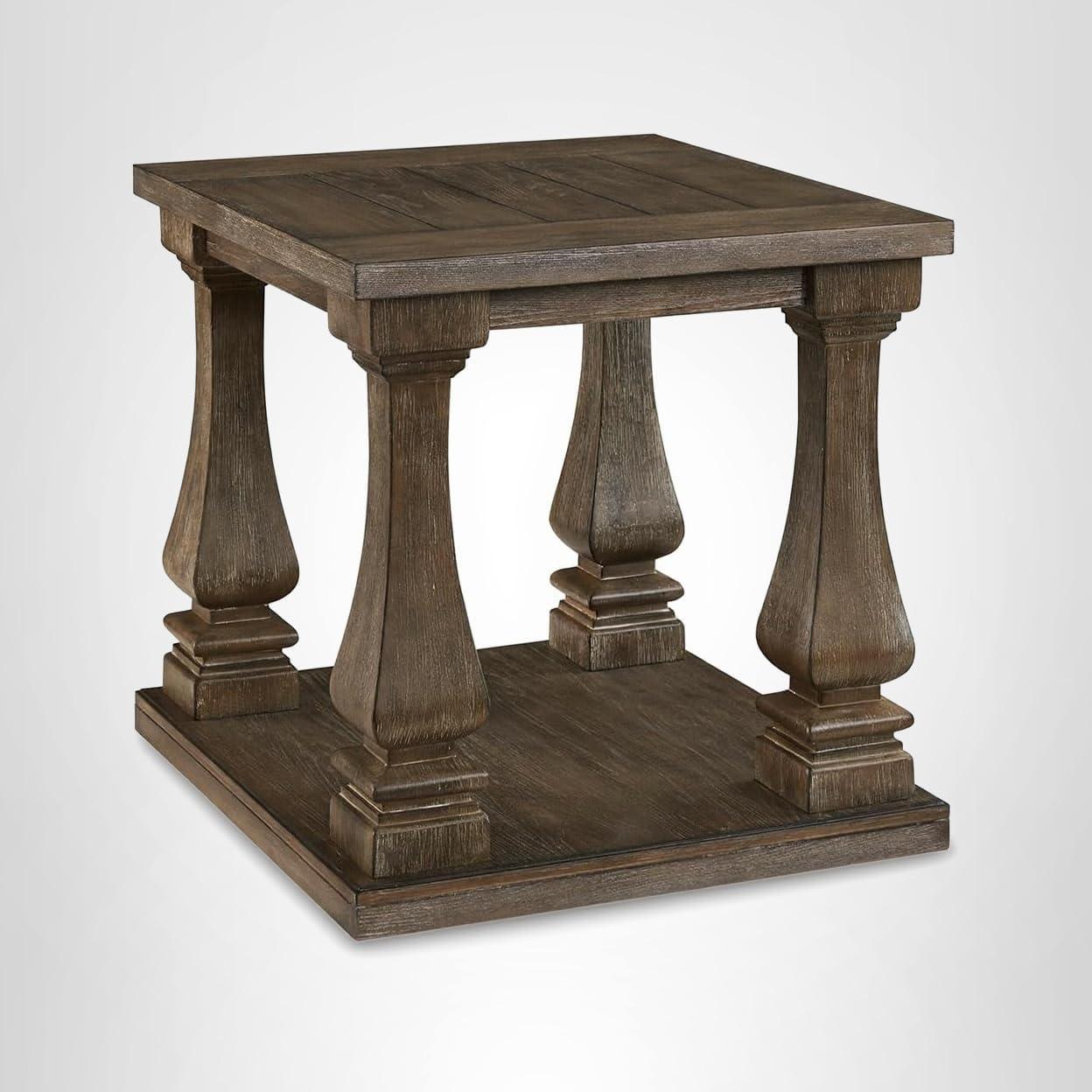 imageSignature Design by Ashley Arlendyne Traditional Oversized End Table with Open Lower Shelf Antique WhiteBrown