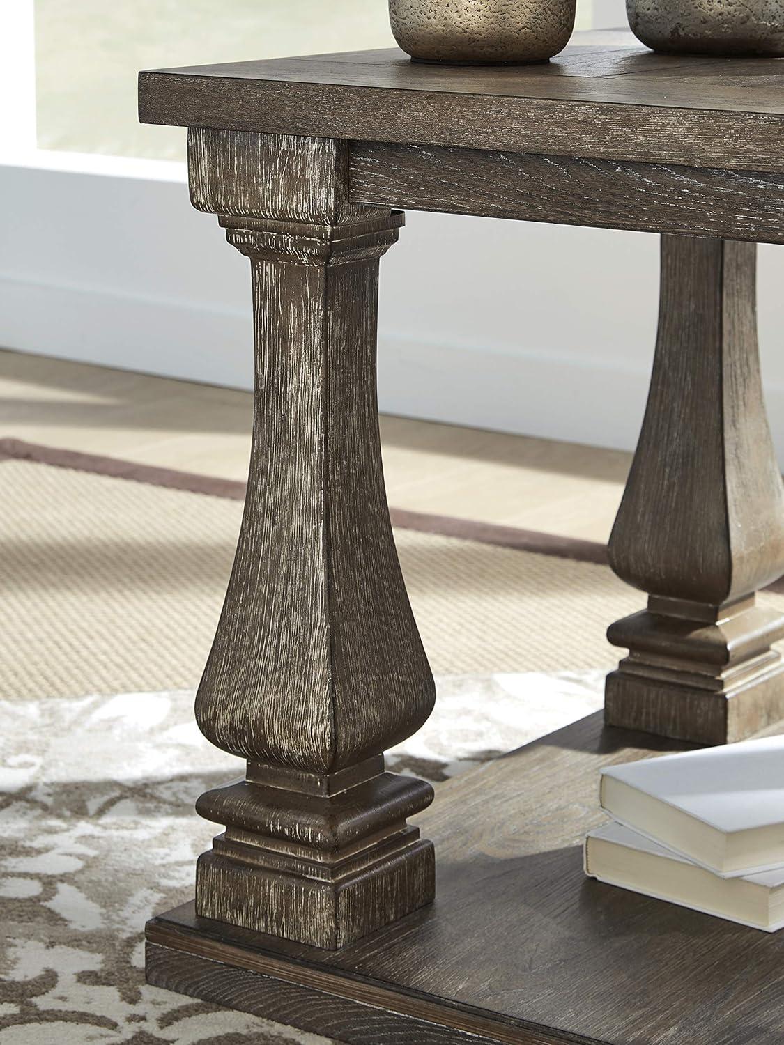 imageSignature Design by Ashley Arlendyne Traditional Oversized End Table with Open Lower Shelf Antique WhiteBrown