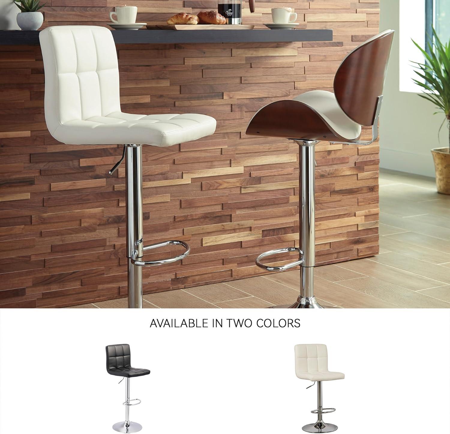 imageSignature Design by Ashley Bellatier Contemporary Adjustable Upholstered Swivel Barstool 2 Count WhiteWhite